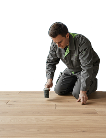 Installer laying wood flooring