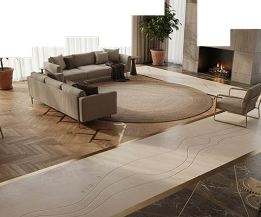 Modern living room with wood flooring